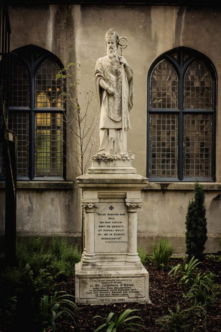 DCU Rooms All Hallows Campus statue of St. Patrick in the Heritage Garden