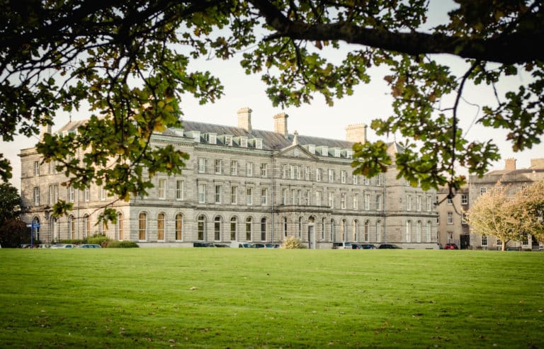 Purcell House in DCU All Hallows Campus viewed from gardens