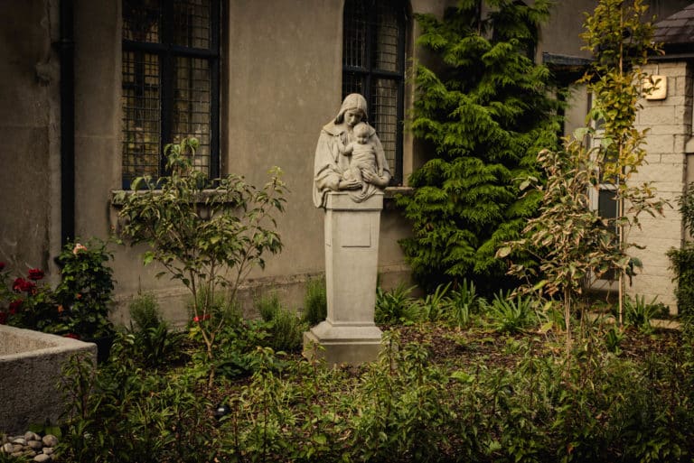 DCU Rooms All Hallows Campus statue of The Virgin Mary