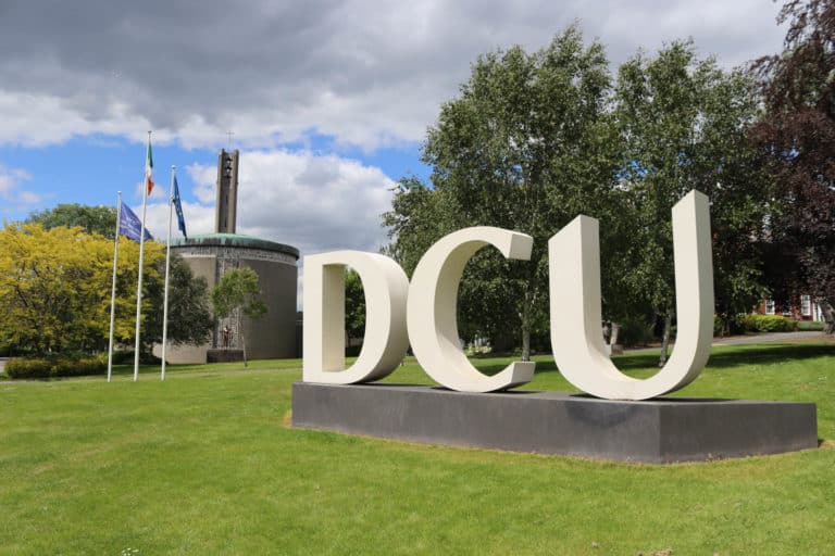 DCU sign entrance to DCU Rooms Hotel in Dublin
