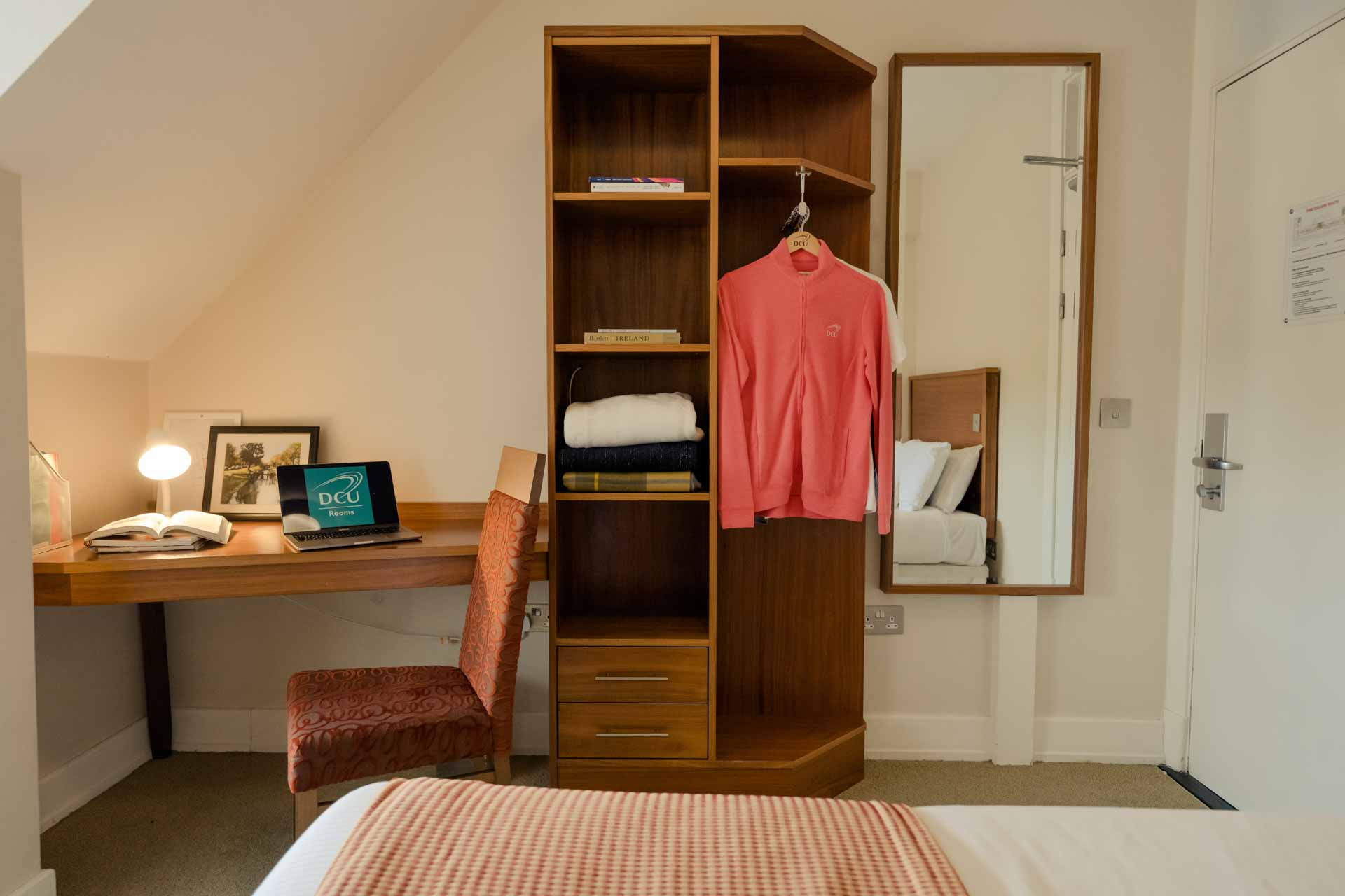 Waredrobe and Desk Area in the Student Accomodation at DCU Student Accomodation