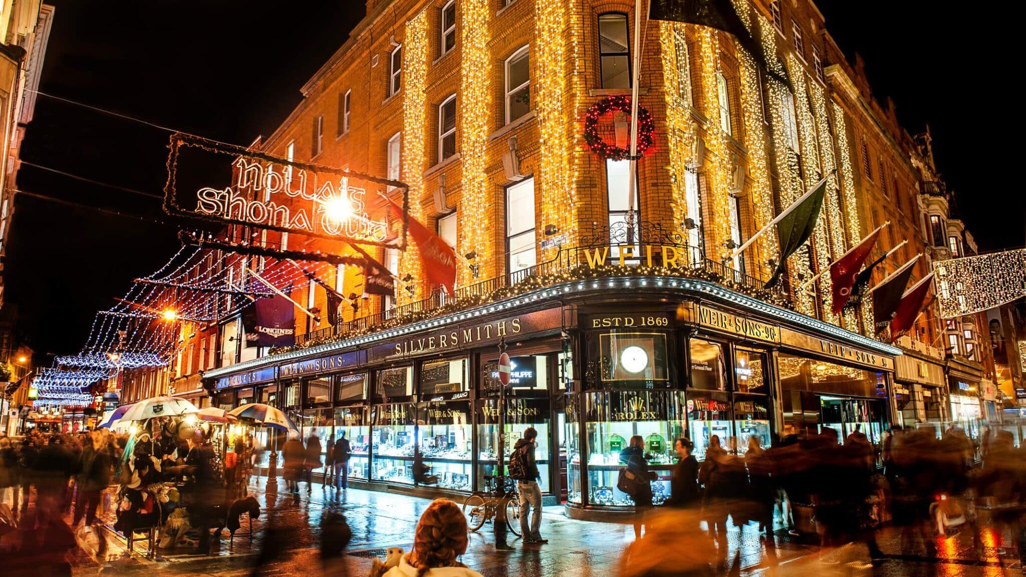 Christmas in Dublin. Christmas Decorations on Grafton Street.