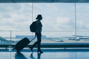 Female solo traveller at airport