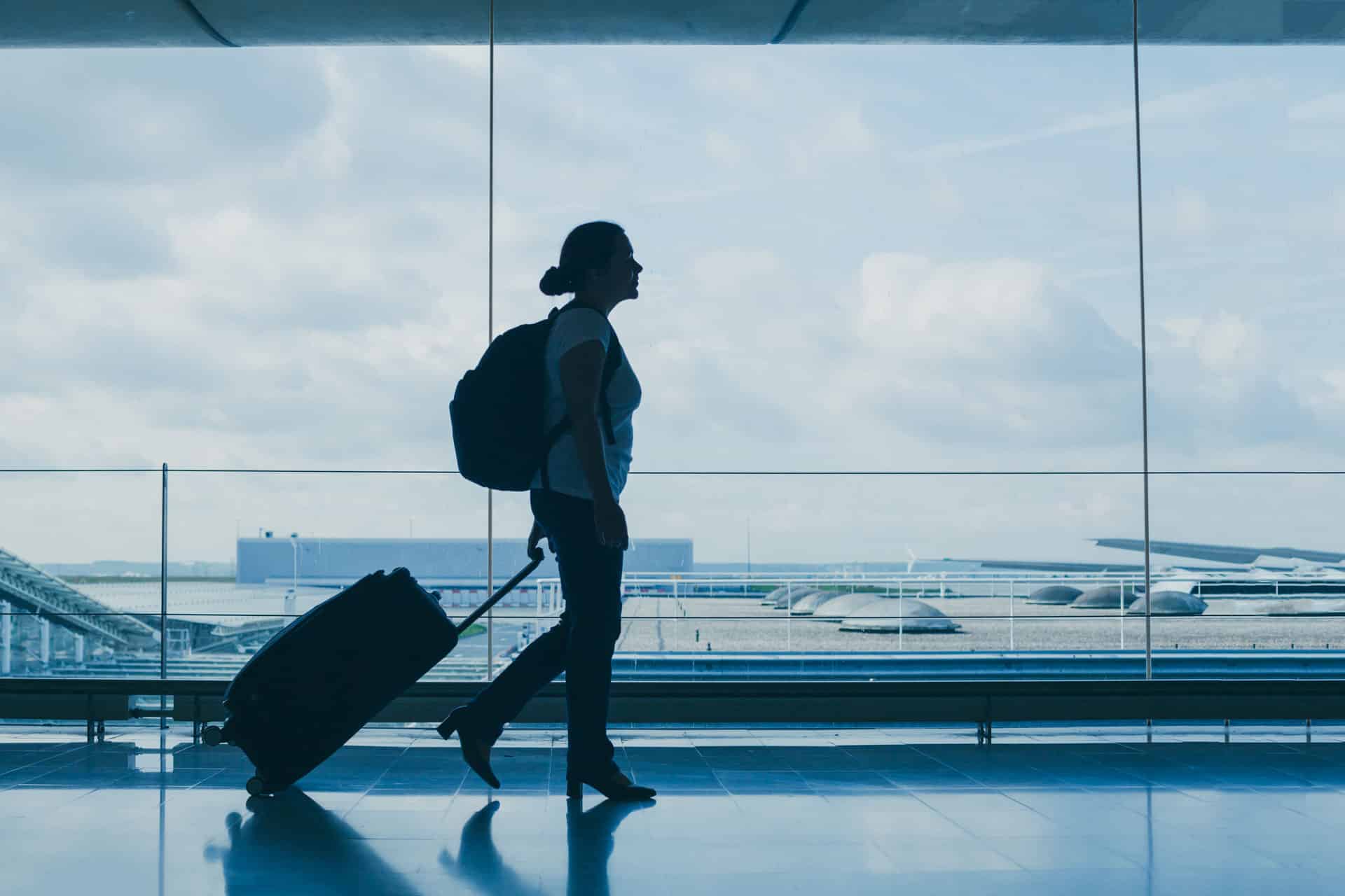 Female solo traveller at airport